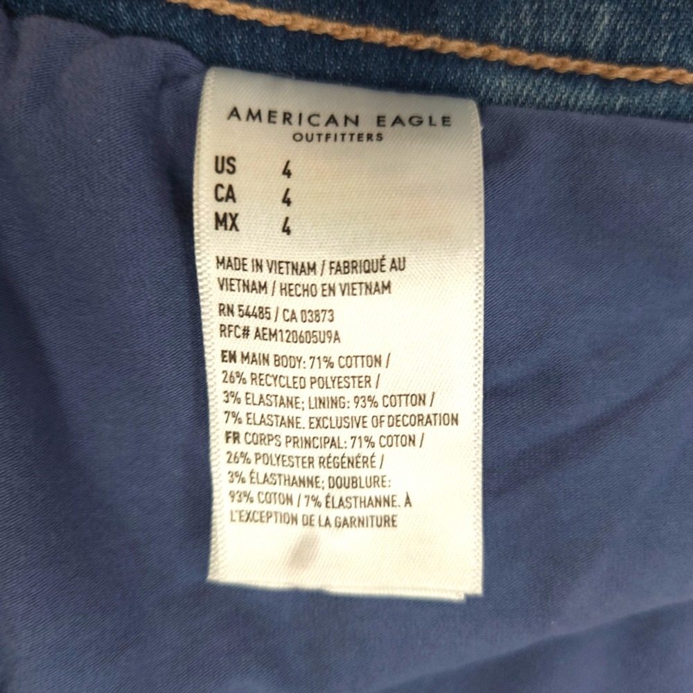 American Eagle High Rise Mini Skort Next Level Stretch Denim Blue Wash‎ Size 4 - Picture 7 of 10